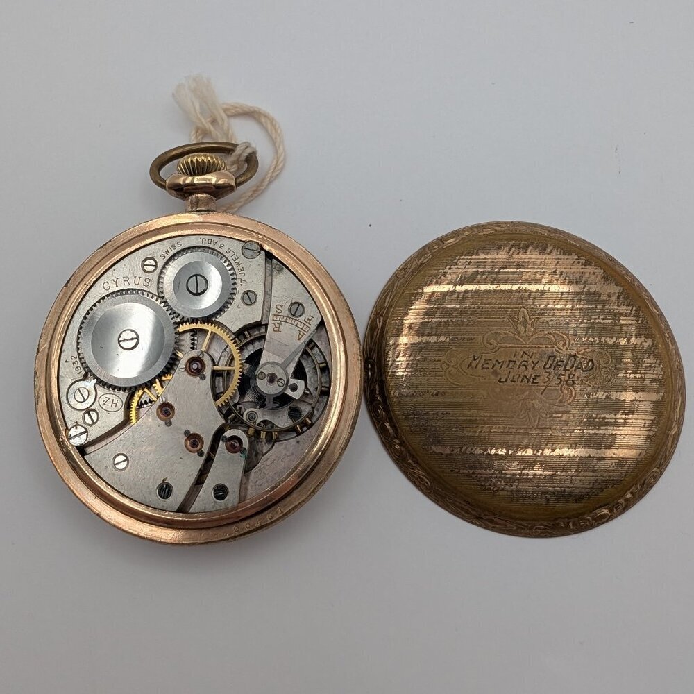 Vintage Cyrus J.B. Bissonnette Gold Plated Pocket Watch 17 Jewels - Picture 4 of 5